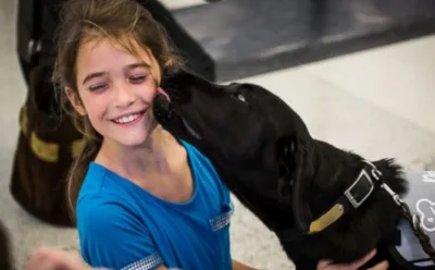 Emotional support dog with girl
