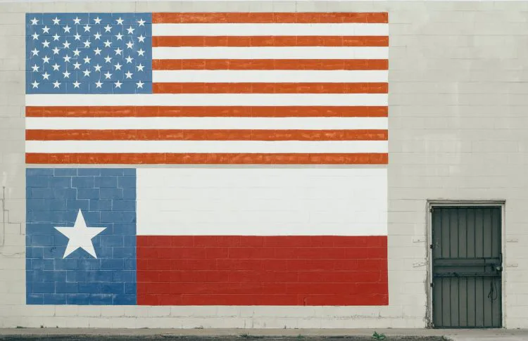 Texas flag painted on wall