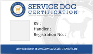 Service dog registration card