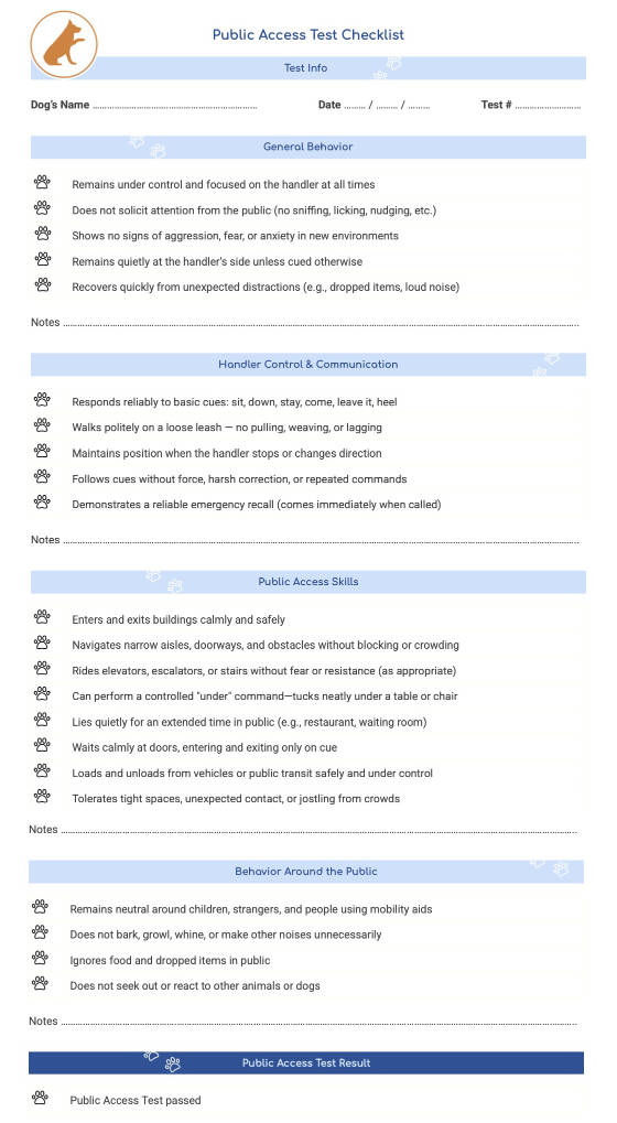 Public Access Test checklist