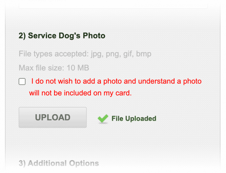 Service dog registration - step 3