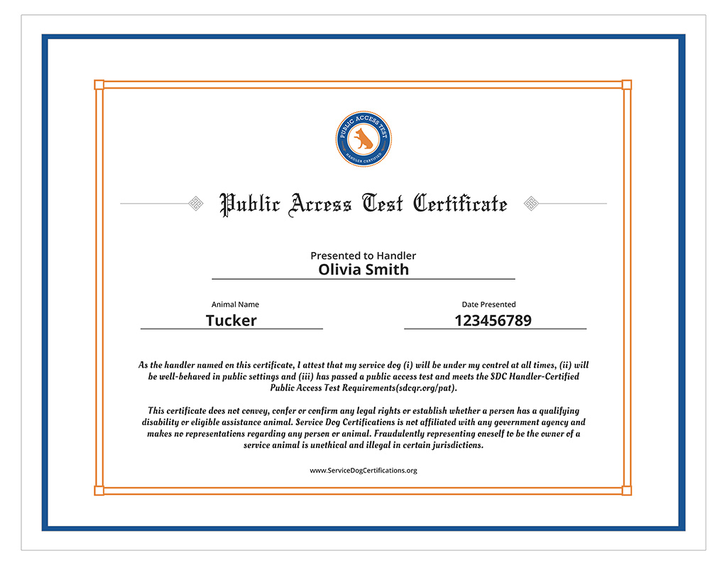 Service Dog Certificate Template 4 PROFESSIONAL TEMPLATES 53 OFF