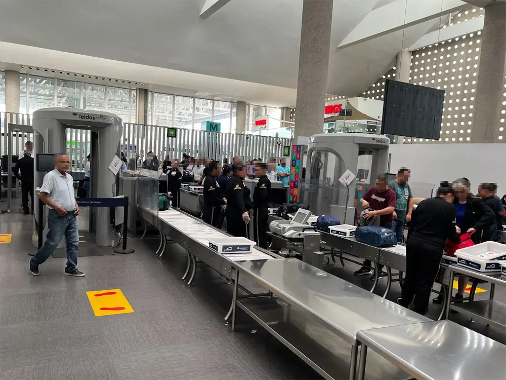 Security line at Mexico airport