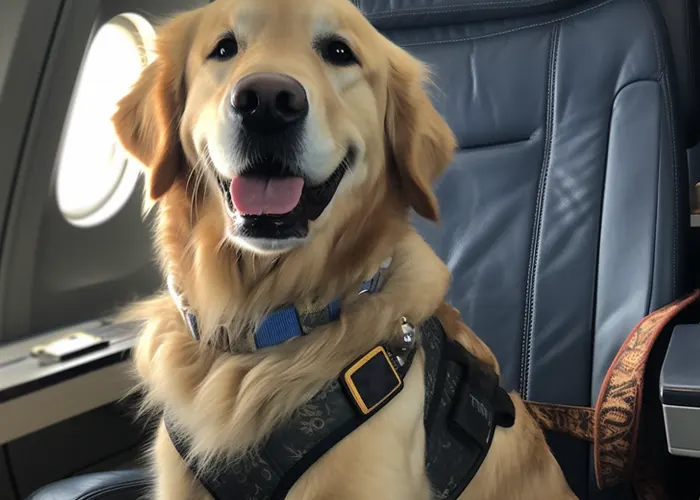 Service dog on plane