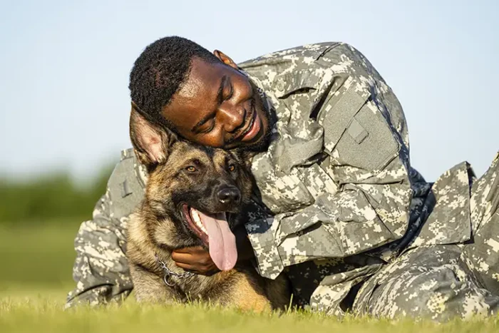 a veteran and his service dog in Ohio