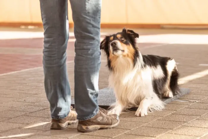 Pure-bred Border Collie in training