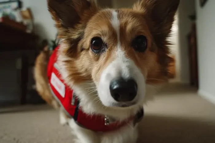 Corgi trained as a anxiety service dog